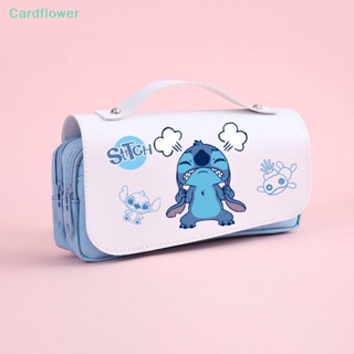 &lt;Cardflower&gt; กระเป๋าดินสอ ลายการ์ตูนดิสนีย์ Stitch 3 ชั้น กันน้ํา มีซิป ขนาดใหญ่ แบบพกพา ลดราคา