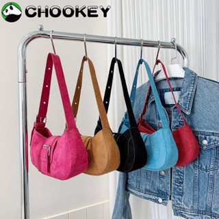 Chookey กระเป๋าสะพายไหล่ กระเป๋าถือ หนัง PU ขนาดใหญ่ จุของได้เยอะ สีพื้น สําหรับสตรี