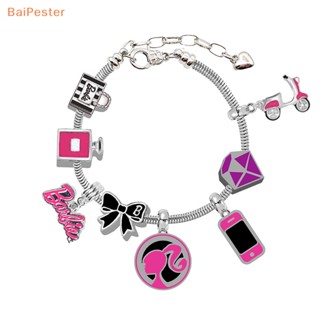 [BaiPester] เครื่องประดับ สร้อยข้อมือ จี้ลูกปัด ลายการ์ตูนบาร์บี้ สวยงาม เหมาะกับของขวัญ สําหรับเด็กผู้หญิง