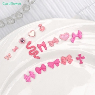 &lt;Cardflower&gt; อุปกรณ์ตกแต่งเล็บ รูปโบว์ 3D สีชมพู 10 ชิ้น ต่อชุด