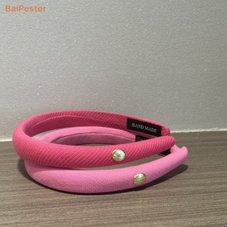 [BaiPester] ที่คาดผมแฟชั่น สีชมพู พร้อมฉลากสีทอง สําหรับผู้หญิง