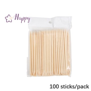 &lt;Happybay&gt; แท่งไม้ สีส้ม สําหรับตกแต่งเล็บเจล 100 ชิ้น