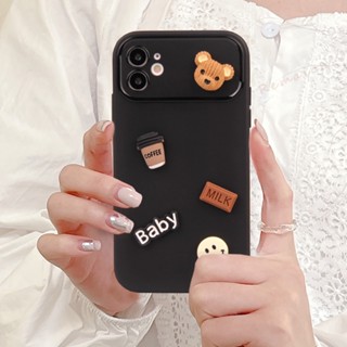 3d Big Windows เคส สําหรับ iPhone 15 11 12 13 14 Pro MAX 11Pro 13Pro 7 8 Plus X XR XS MAX SE 2020 เคสโทรศัพท์ ซิลิโคน ใหม่ น่ารัก กาแฟ หมี ป้องกัน นิ่ม กันกระแทก ฝาหลัง