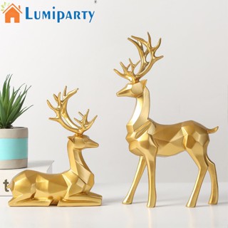 Lumiparty รูปปั้นกวางเรซิ่น สําหรับตกแต่งบ้าน ห้องนั่งเล่น 1 คู่