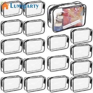 Lumiparty กระเป๋าเครื่องสําอาง กันน้ํา มีซิป สีโปร่งใส สําหรับเดินทาง ท่องเที่ยว ธุรกิจ 18 ชิ้น