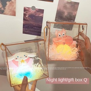 โคมไฟกลางคืน LED รูปการ์ตูน Sanrio Melody Kuromi Hello Kitty Cinnamoroll Lina Belle โรแมนติก DIY