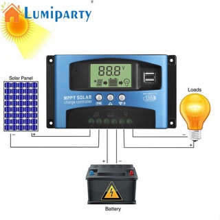 Lumiparty อุปกรณ์ควบคุมพลังงานแสงอาทิตย์ 30a-100a Mppt หน้าจอ Lcd ขนาดใหญ่