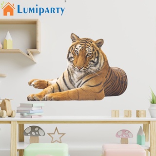 Lumiparty สติกเกอร์วอลเปเปอร์ ลายเสือ 3d กันน้ํา ลอกออกได้ สําหรับติดตกแต่งผนังห้องนอน ห้องนั่งเล่น