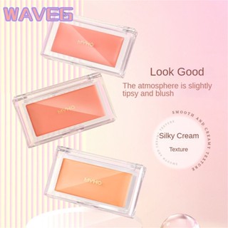 wave Myho ใหม่ บลัชออนผสมสีคู่ 2 สีบลัชออนครีม Silky Monochrome Blush Cream Matte ความอิ่มตัวของสีต่ำ ลมบริสุทธิ์ บวมสี ธรรมชาติสีขาวล้วน นักเรียน