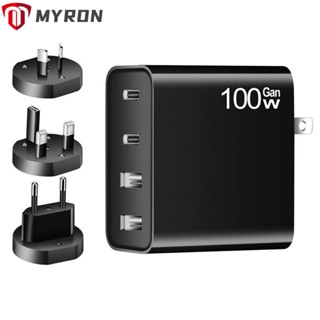 Myron ที่ชาร์จโน้ตบุ๊ก 100W GaN QC3.0 USB-A ปลั๊กแปลง PD ชาร์จเร็ว