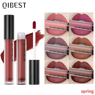 Qibest ลิปสติก ลิปกลอส เนื้อแมตต์ กํามะหยี่ กันน้ํา ติดทนนาน 12 สี