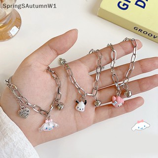 [SpringSAutumnW] Sanrio Kawaii Cinnamoroll สร้อยข้อมือ ลายการ์ตูน Pochacco สามารถปรับได้ พร้อมกระดิ่ง เครื่องประดับ สําหรับของขวัญวันหยุดน้ําผึ้ง