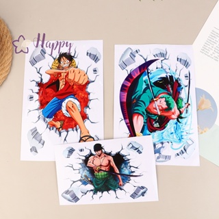 &lt;Happybay&gt; สติกเกอร์สะท้อนแสง ลายการ์ตูนอนิเมะ One Piece สําหรับติดตกแต่งรถยนต์ 1 ชิ้น