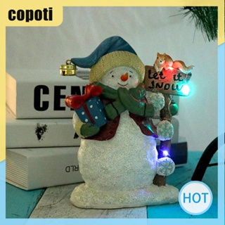 Copoti โคมไฟ LED เรซิ่น รูปสโนว์แมน กระรอก คริสต์มาส สําหรับตกแต่งบ้าน