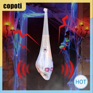 Copoti โคมไฟ LED รูปหัวกะโหลกแมงมุม สีแดง สําหรับแขวนตกแต่งบ้านผีสิง ฮาโลวีน