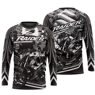 เสื้อกีฬาแขนยาว คอกลม แบบแห้งเร็ว สําหรับขี่รถจักรยานยนต์ SUZUKI RAIDER