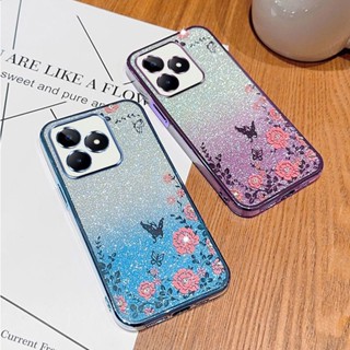 เคสโทรศัพท์ซิลิโคน TPU แบบนิ่ม ลายดอกไม้ กันกระแทก ไล่โทนสี สําหรับ Realme C53 C55 C35 C33 4G NFC RealmeC53 2023 2022