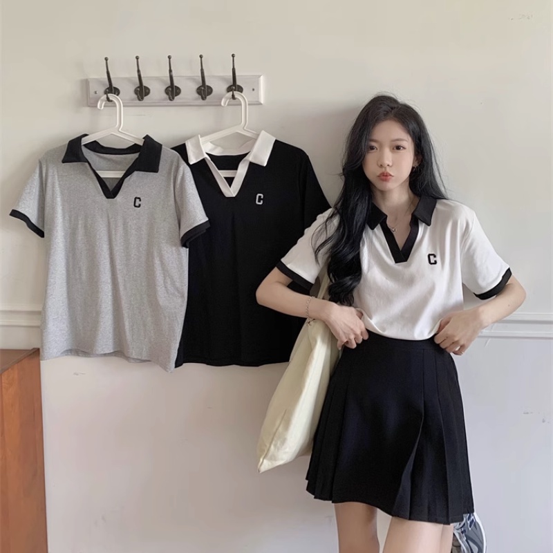 ส่งไวจากไทย TAYCEN M-2XL ผู้หญิง ท็อป งานปัก แขนสั้น เรียบๆ เกาหลี