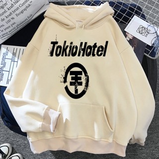 เสื้อฮู้ดดี้ ผ้าฟลีซ แบบสวมหัว ลายการ์ตูนอนิเมะ Tokio Hotel สําหรับผู้หญิง