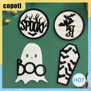 Copoti ป้ายไม้ รูปค้างคาว 4 ชิ้น สําหรับตกแต่งบ้าน ห้องครัว ฮาโลวีน