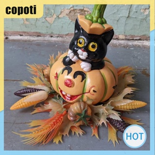 Copoti รูปปั้นฟักทอง แมวดํา สําหรับตกแต่งบ้าน สวน วันฮาโลวีน