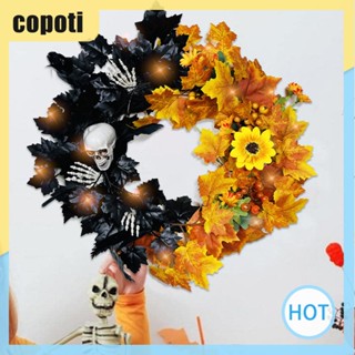 Copoti พวงหรีดใบเมเปิ้ลเทียม รูปกะโหลก ดอกทานตะวัน ใบเมเปิ้ล สําหรับตกแต่งผนังบ้าน