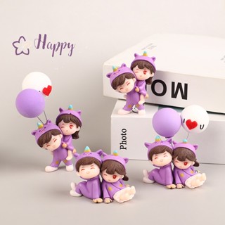 &lt;Happybay&gt; เครื่องประดับตกแต่งภายในรถยนต์ ชุดนอนคู่รัก ลายการ์ตูนน่ารัก สีม่วง 1 คู่