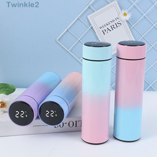 Twinkle ขวดน้ํา สเตนเลส ไล่โทนสี พร้อมหน้าจอดิจิทัล ทนความร้อน 500 มล. ของขวัญคริสต์มาส