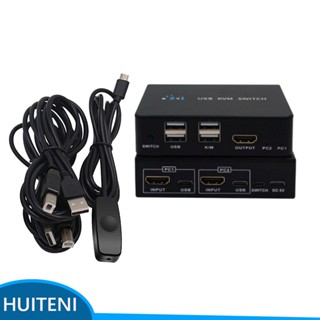 สวิตช์ USB KVM 2 พอร์ต อเนกประสงค์ 1 2 3 5 พร้อมสายเคเบิล USB สําหรับเมาส์ คีย์บอร์ด และจอมอนิเตอร์