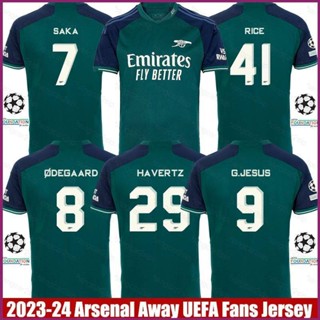 Yp2 2023-2024 เสื้อยืดแขนสั้น พิมพ์ลาย Third Away Jersey UEFA Rice Degaard Havertz Saka Jesus พลัสไซซ์ PY2