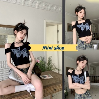 Mini shop🌸พร้อมส่ง🌸 (M5871) เสื้อไหมพรมลายผีเสื้อ เพิ่มสายคล้องคอ -C