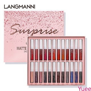 Langmanni 24 Lip Gloss Set Matte Waterproof Cup Moisturizing Lasting Lip Glaze Gift Set yuee