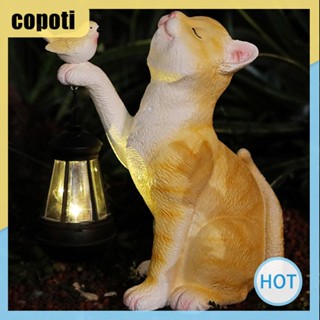 Copoti โคมไฟเรซิ่น รูปปั้นแมวน่ารัก พลังงานแสงอาทิตย์ สําหรับตกแต่งบ้าน สวน ระเบียง