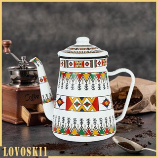 [Lovoski1] หม้อต้มน้ําร้อน กาแฟ เคลือบ ลายดอกไม้ สไตล์วินเทจ พร้อมที่จับ สําหรับห้องครัว โรงแรม บ้าน