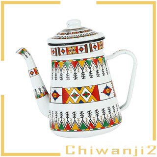 [Chiwanji2] หม้อต้มน้ําร้อน กาแฟ ชา เคลือบ ลายดอกไม้ พร้อมที่จับ สไตล์วินเทจ สําหรับห้องครัว โรงแรม บ้าน