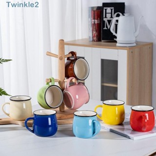 Twinkle แก้วกาแฟเซรามิค ขนาดใหญ่ 175 มล. สีสดใส สไตล์เรโทร สําหรับกลางแจ้ง