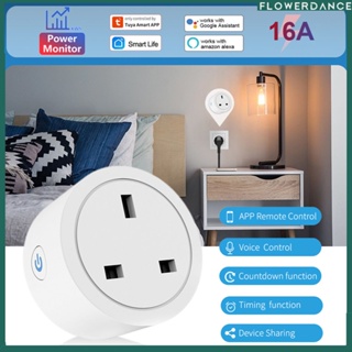 16a UK Plug Tuya Wifi Smart Life App สมาร์ทซ็อกเก็ต Power Monitor การควบคุมเสียง Timing Home Power Socket ทำงานร่วมกับ Alexa Google Assistant