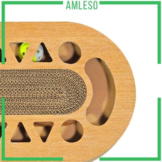 [Amleso] บอร์ดขูดเล็บ พร้อมกระดิ่งลูกบอล ทนทาน สําหรับสัตว์เลี้ยง แมว