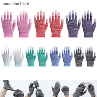 Foursun ถุงมือผ้าไนล่อน PU พิมพ์ลาย สีชมพู กันลื่น สําหรับงานก่อสร้าง