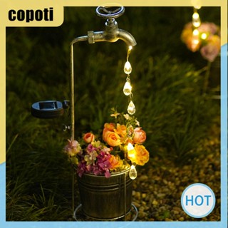 Copoti สายไฟเหล็ก รูปก๊อกน้ํา หยดน้ํา พลังงานแสงอาทิตย์ กันน้ํา สําหรับตกแต่งบ้าน สวน