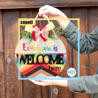 Copoti จี้ป้ายไม้ Welcome Here สีรุ้ง สําหรับแขวนประตูบ้าน