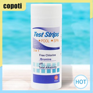 Copoti 3-in-1 แถบทดสอบค่า PH อัลคาไลนิตี้คลอรีน สําหรับบ้าน สระว่ายน้ํา 50 ชิ้น