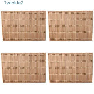 Twinkle แผ่นรองจานไม้ไผ่ ทรงสี่เหลี่ยม กันลื่น พับได้ ทําความสะอาดง่าย 17.7x11.8 นิ้ว สําหรับร้านอาหาร ห้องครัว 4 ชิ้น