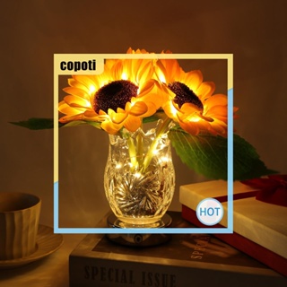 Copoti โคมไฟ LED รูปดอกทานตะวัน 300mAh ชาร์จ USB สําหรับตกแต่งบ้าน