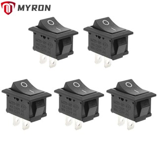 Myron ปุ่มกดสวิตช์เปิด ปิด เปิด และปิด ไนล่อน ขนาดเล็ก 12V 110V 250V สีดํา สําหรับเครื่องใช้ในครัวเรือน 5 ชิ้น