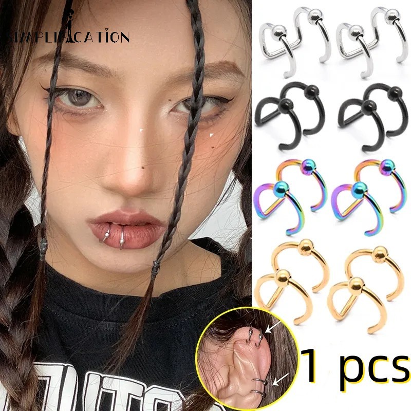1 ชิ้น อินเทรนด์ โลหะผสม รูปตัวยู แหวนริมฝีปาก / บุคลิกภาพ ที่เรียบง่าย ไม่ต้องเจาะหู ต่างหู / สําหรับผู้ชาย ผู้หญิง แฟชั่น เครื่องประดับหู คลิป