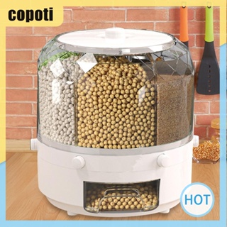 Copoti กล่องเก็บอาหาร ซีเรียล กันฝุ่น 6 ช่อง หมุนได้ 360 องศา สําหรับบ้าน ห้องครัว