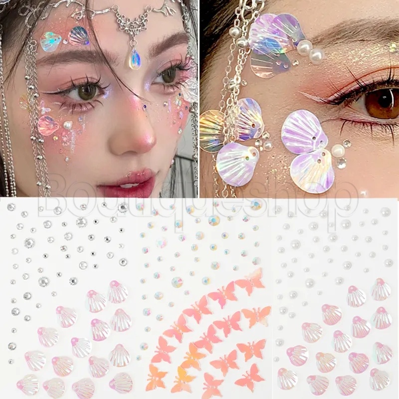[ Featured ] แผ่นสติกเกอร์รอยสัก มีกาวในตัว รูปเปลือกหอยมุก กันน้ํา สําหรับตกแต่งร่างกาย คอสเพลย์นางเงือก DIY