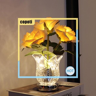 Copoti โคมไฟตั้งโต๊ะ LED รูปดอกกุหลาบ หรี่แสงได้ 300mAh ชาร์จซ้ําได้ สําหรับบ้าน