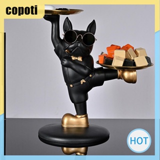 Copoti ฟิกเกอร์เรซิ่น รูปสุนัขบูลด็อก พร้อมพาเลท สําหรับตกแต่งบ้าน ห้องนั่งเล่น